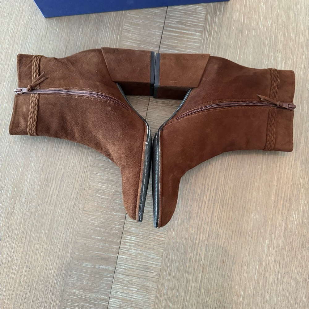 Stuart Weitzman Tazxie Block Heel Boots Walnut Brown Suede Sz 7M - Picture 7 of 15